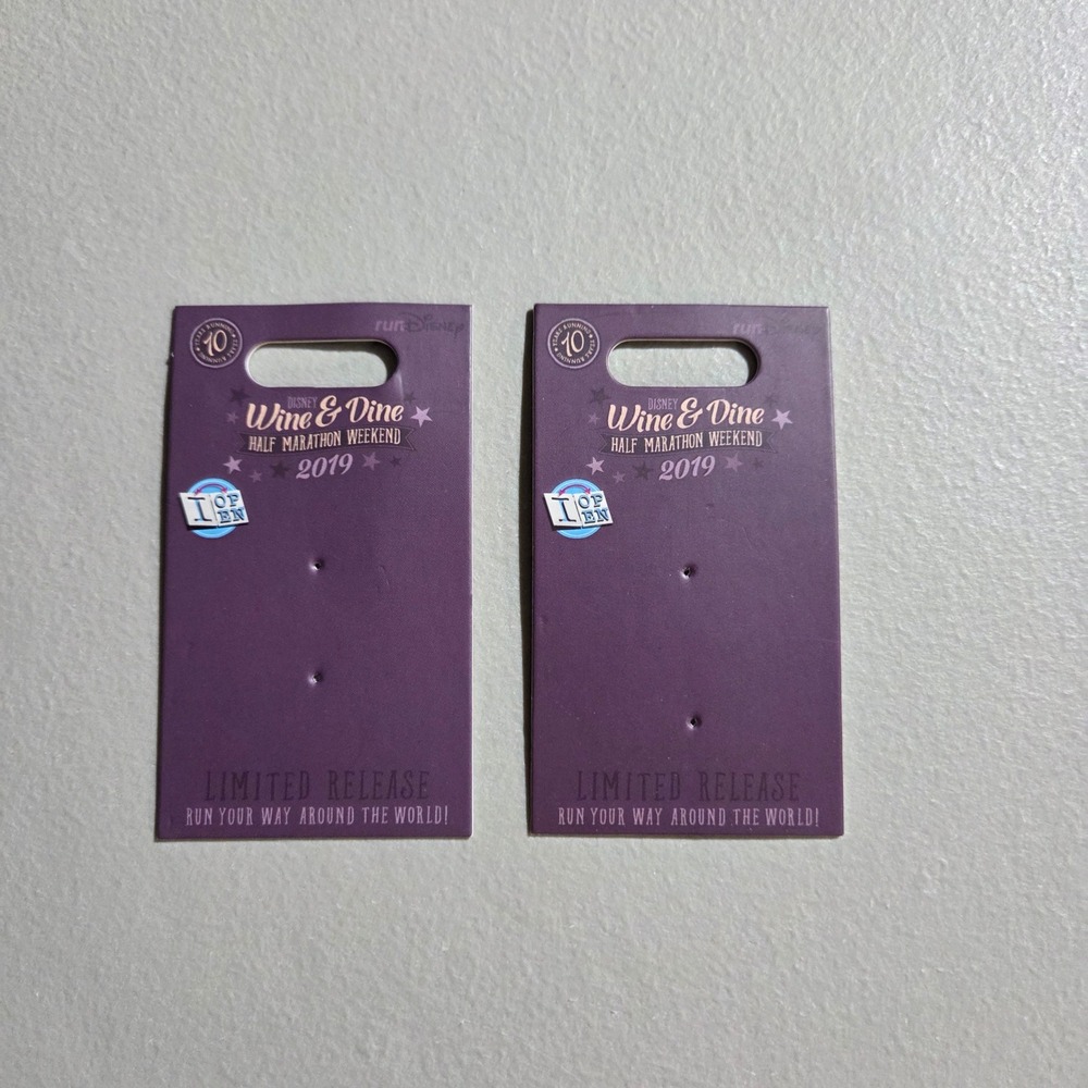 Disney Pin Backing Cards Unisex OS Purple Wine & Dine Half Marathon 2019 2pc